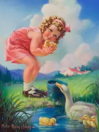 Пазл Девочка с утёнком