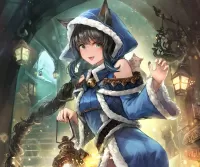 Пазл Девушка-кошка