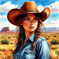 Пазл Девушка - ковбой