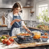 Пазл Девушка готовить 