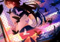 Пазл Девушка и бабочки