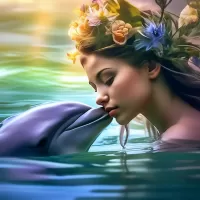 Пазл Девушка и дельфин