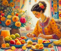 Пазл Девушка и фрукты 