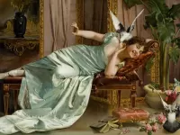 Пазл Девушка и голуби 