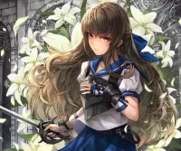 Пазл Девушка и лилии