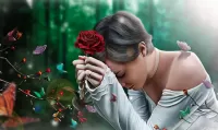 Пазл Девушка и роза