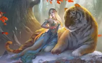 Пазл Девушка и тигр