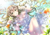 Пазл Девушка и золотые рыбки