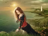 Пазл Девушка на берегу