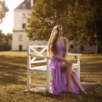 Пазл Девушка на скамье