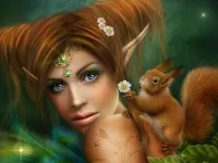 Пазл Девушка с белкой