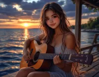 Пазл Девушка с гитарой 