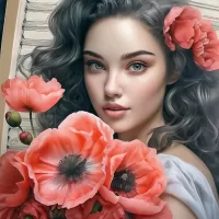 Пазл Девушка с маками