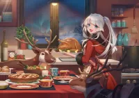 Пазл Девушка с оленями