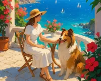 Пазл Девушка с собакой 
