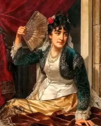 Пазл Девушка с веером