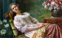 Пазл Девушка с вышивкой