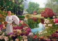 Пазл Девушка с зонтом 