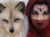 Пазл Девушка и песец