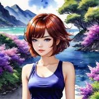 Пазл Девушка в синей майке