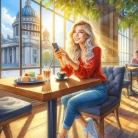 Пазл Девушка за столиком