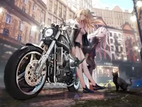 Пазл Девушки и байк
