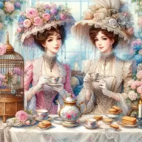 Пазл Девушки пьют чай