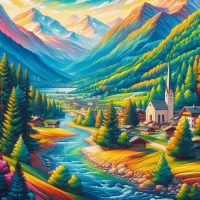 Пазл Долина в Альпах