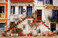 Пазл Дом с цветами