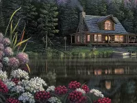Пазл Дом у озера