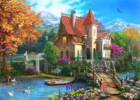 Пазл Дом у реки