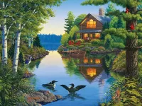 Пазл Дом у реки