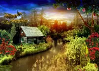 Пазл Дом у воды