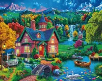 Пазл Дом у воды