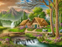 Пазл Дом в горах