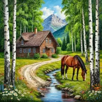 Пазл Дом в лесу