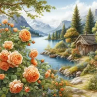 Пазл Домик у реки