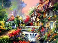 Пазл Домик у ручья