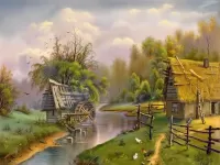 Пазл Домик у ручья 