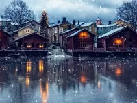 Пазл Домики на озере