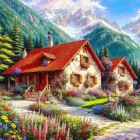 Пазл Домики в горах