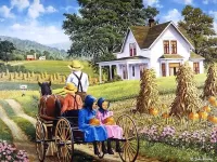 Пазл Домой с тыквами