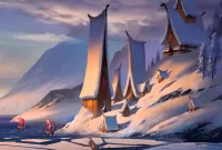 Пазл Драккары у городка