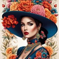 Пазл Элегантная женщина и цветы