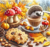 Пазл Ежик и кофе