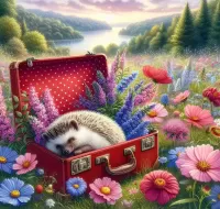 Пазл Ежик в чемодане