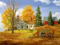 Пазл Ферма осенью