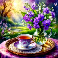 Пазл Фиалки и ландыши
