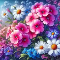 Пазл Флоксы и ромашки