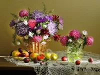 Пазл Астры и фрукты